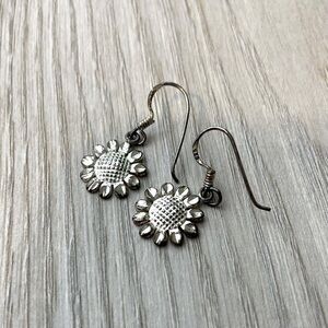 Sterling Silver Sunflower Earrings 925 HAN stamped